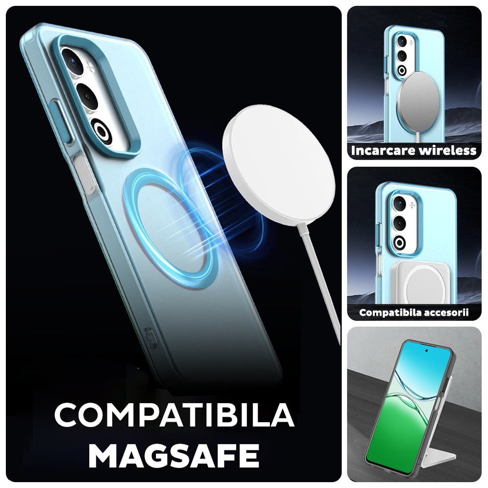 Husa pentru Oppo A5 4G / A5 5G DaDen® CandyCase MagSafe, Antisoc, Incarcare wireless, Butoane protejate, Albastru