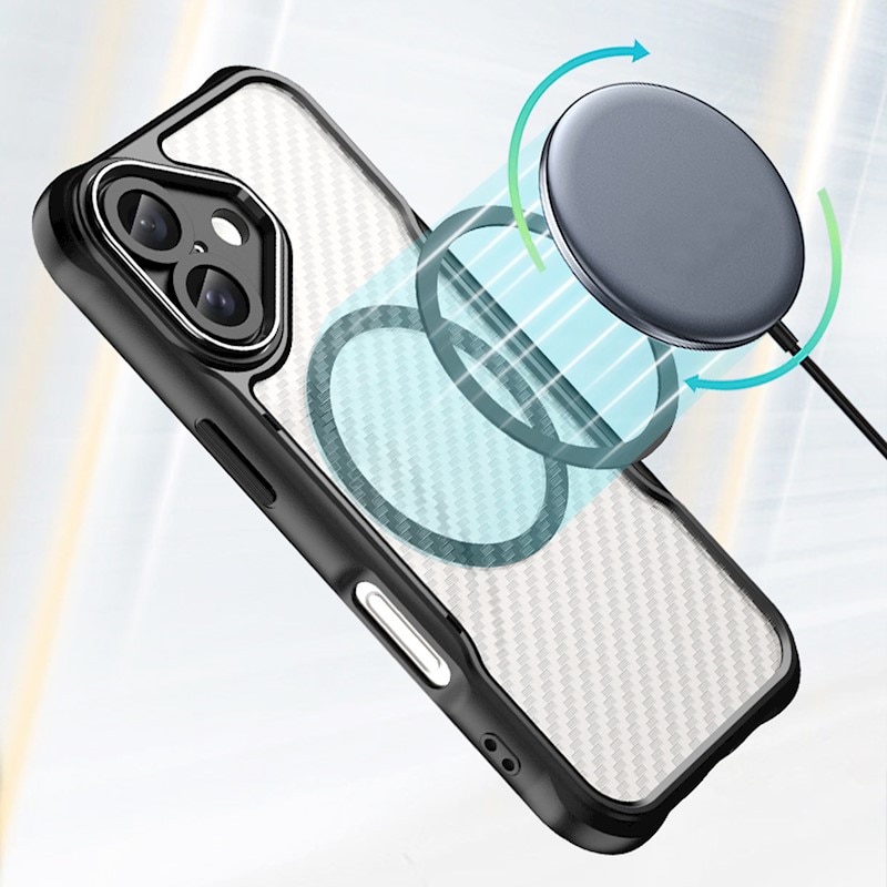 Husa pentru Apple iPhone 17, Defender Carbon Mag, Protectie Camere, MagSafe, Negru