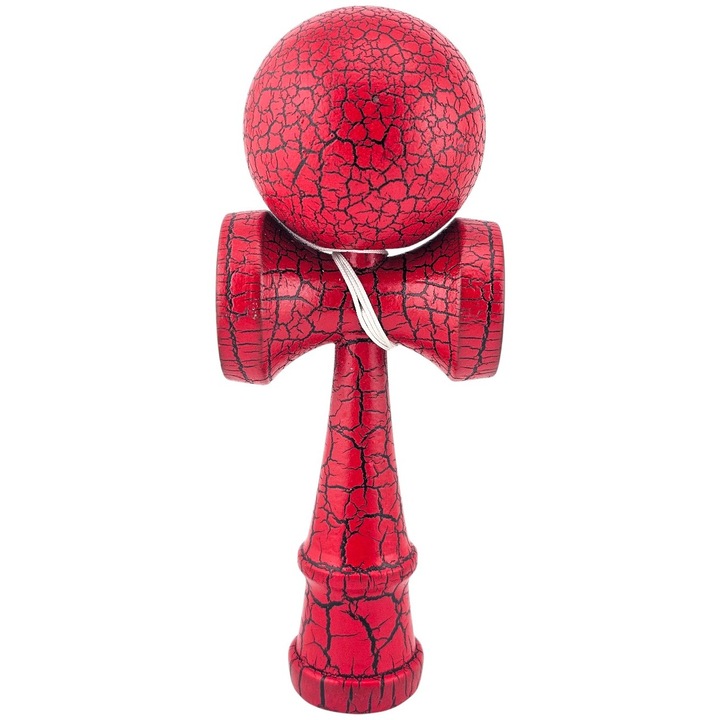 Kendama X, Eredeti, Fa, 18 cm, Ügyességi játék fiataloknak, Crack modell - Piros-Fekete