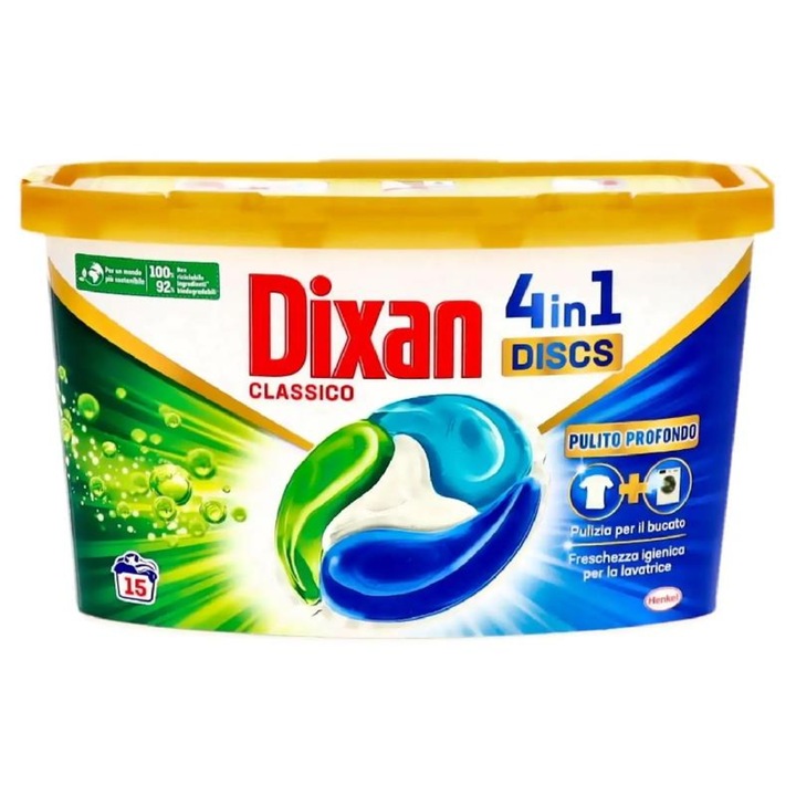 Dixan Caps Discs 4-in-1 detergent universal capsule 15 spalări