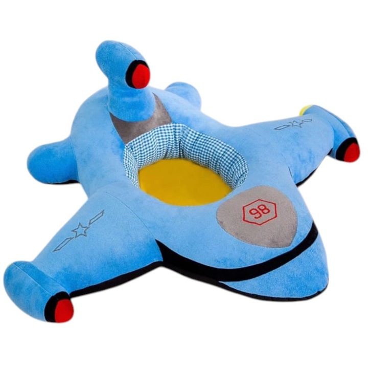 Плюшен фотьойл за поддържане на бебета - Син самолет