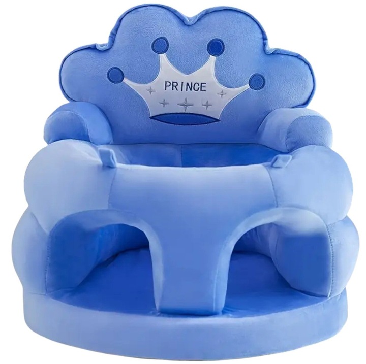 Плюшен бебешки фотьойл, с дунапренена седалка - Синият принц