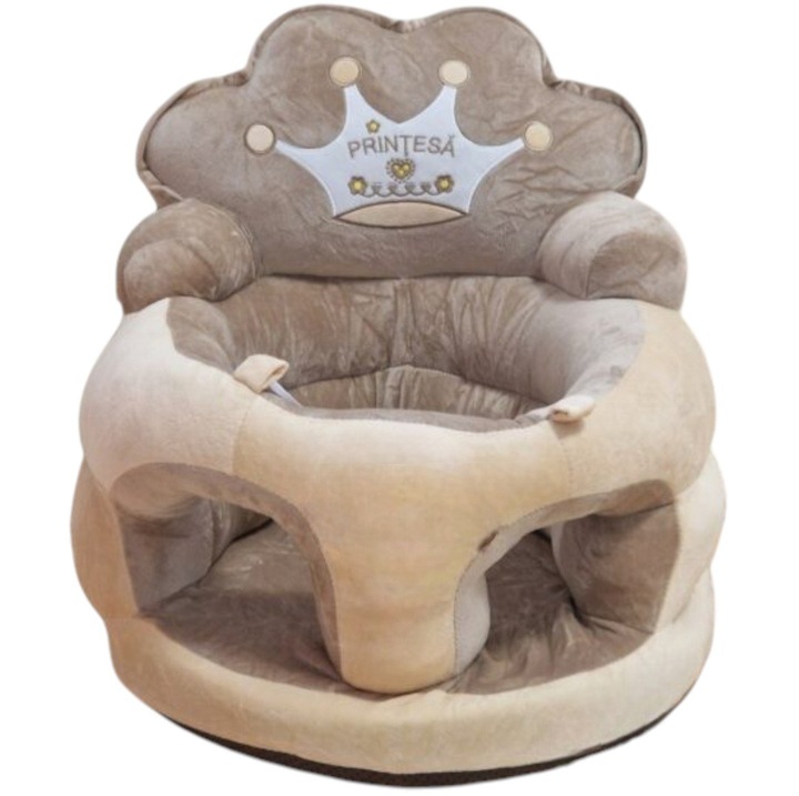 Плюшен бебешки фотьойл, с дунапренена седалка - Принцеса Крем