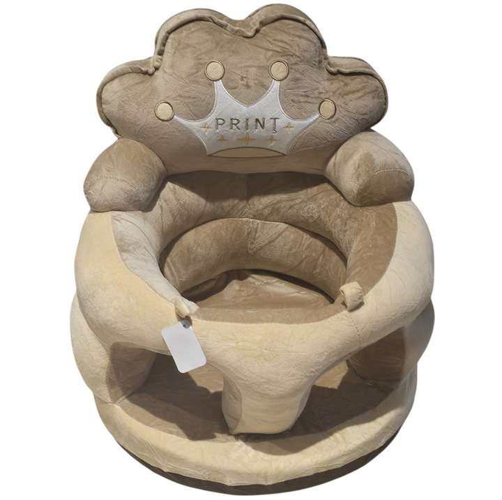 Плюшен бебешки фотьойл с дунапренена седалка - Кремав принц