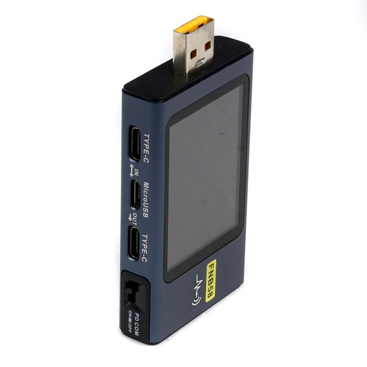 Tester USB multifunctional cu Bluetooth USB-C pentru tensiune si curent FNIRSI FNB58