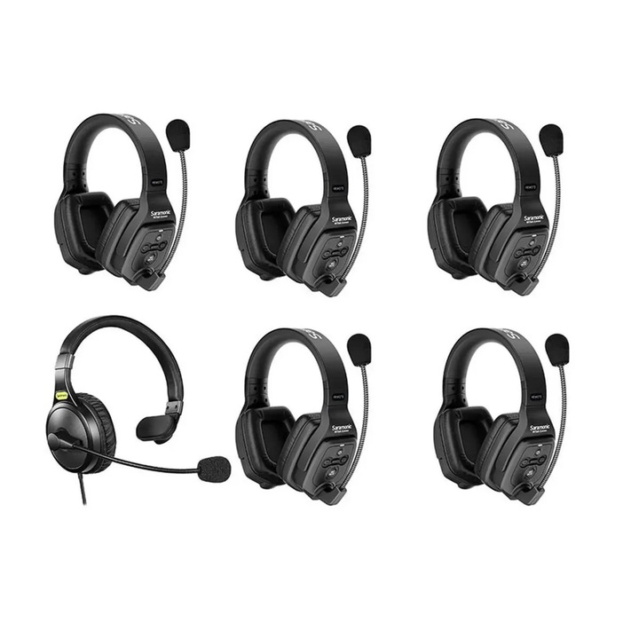 Sistem Intercom Wireless pentru 6 Persoane Saramonic WiTalk WT6D Full-Duplex 1.9GHz Casti Dual-ear Negru