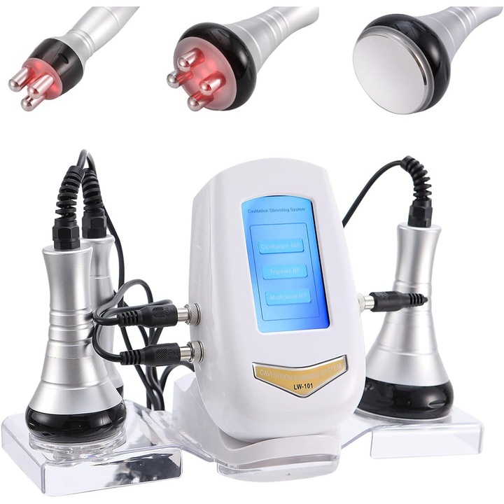 Професионален козметичен апарат за отслабване 3в1 LCD, Piduules, премахване на целулит, оформяне на тялото, интензивен лифтинг и тонизиране, радиочестота RF, ултразвук, вакуумна кавитация, анти-ейдж ефект