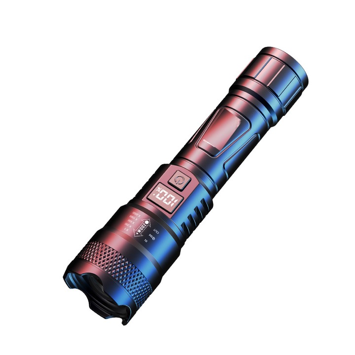 Акумулаторен фенер PLD S008, увеличение, LCD, IP65, 18650 Li-ion, 6000K, 300–1000 lm, Type-C