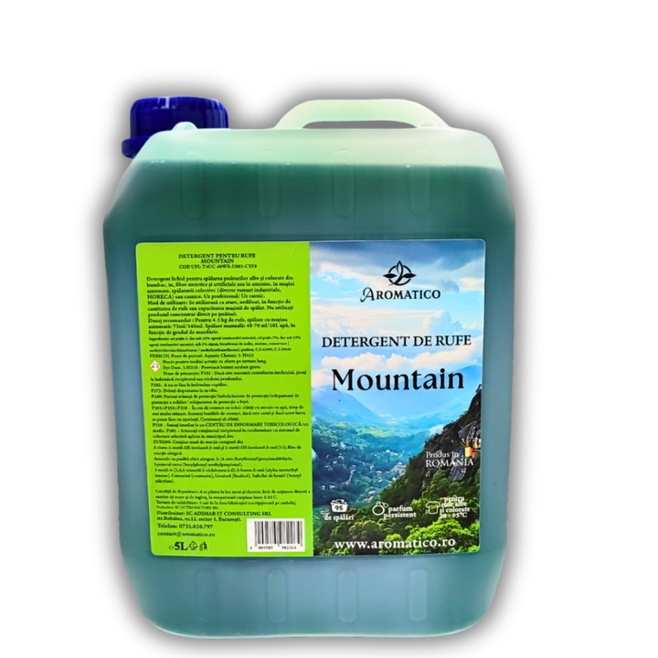 Detergent lichid de rufe Aromatico Mountain, cu bicarbonat, 95 de spalari, 5L