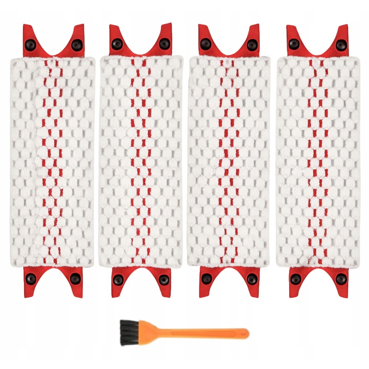 Set 4 rezerve mop copmpatibile cu Vileda, Bisanti, 35x14cm, alb-gri-rosu