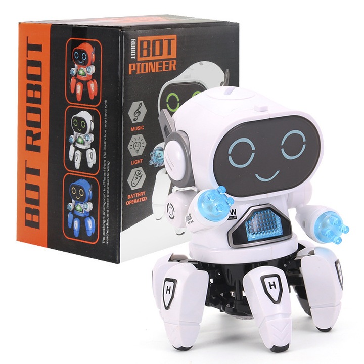 ZYTEQ®️ interaktív intelligens elektromos robot játék gyerekeknek, LED fénnyel és táncfunkcióval, fehér
