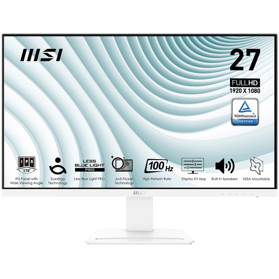 MSI PRO MP273AW IPS FHD 27インチ 100Hz ホワイト Monitor LED MSI PRO MP273AW, 27'', IPS, Full HD, 100Hz, 4ms, D-SUB