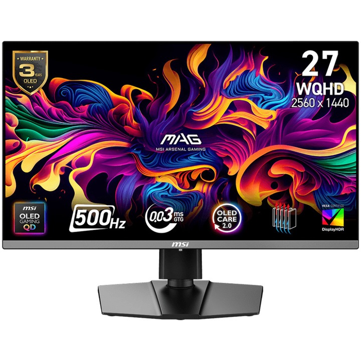 Монитор Gaming LED MSI MAG 272QP QD-OLED X50, 26.5'' WQHD, 500Hz, 0.03ms, 2xHDMI2.1 DP USB-C PD15W