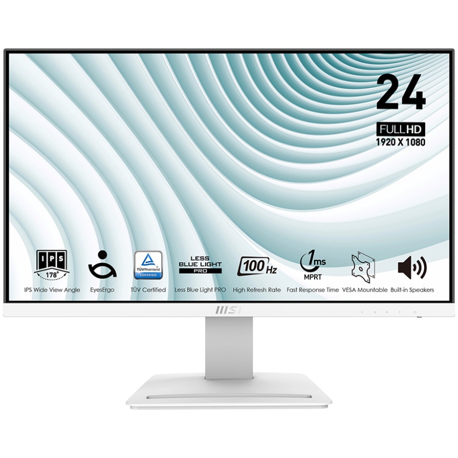 Monitor LED MSI PRO MP243XW, 23.8'', IPS, Full HD, 100Hz, 4ms, HDMI DP Speakers White
