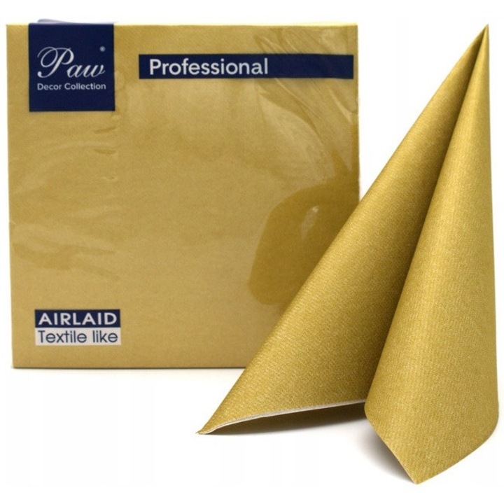 Servetele de hartie PAW, flizelina, aurii, 40x40cm, set 50 bucati