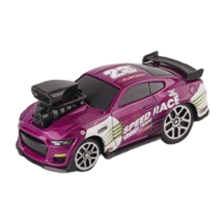 Klasszikus távirányítós autó, ötvözetből, változtatható sebességgel, drift, 1:64 méretarány, 2,4 GHz-es intelligens kettős vezérlés (alkalmazás és távirányító), Nine Purple