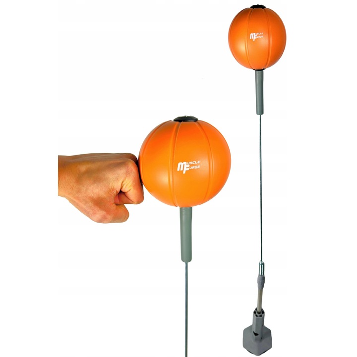 MuscleForge felületre rögzíthető fitnesz labda, állítható 139-154 cm, 15 cm-es labda, reflex edzéshez, narancssárga