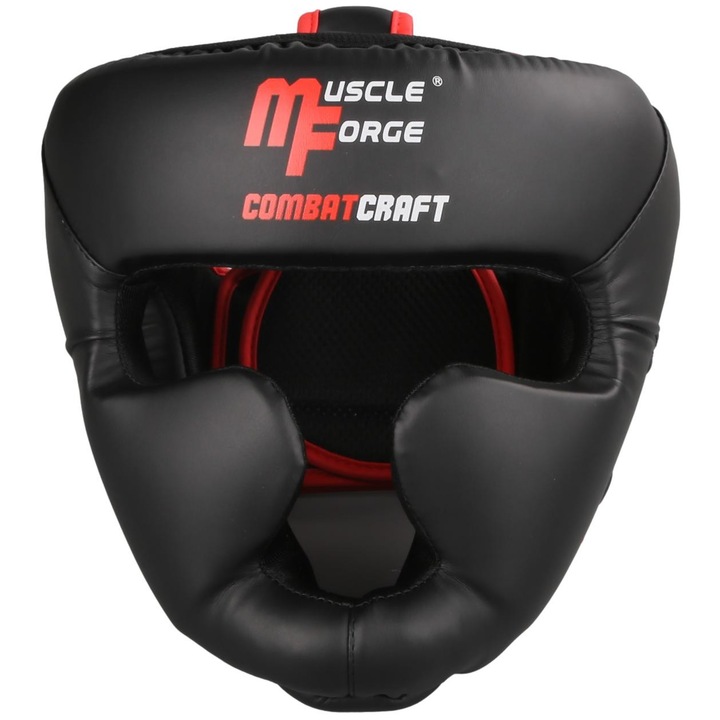 Casca de box MuscleForge CombatCraft, negru/rosu, S