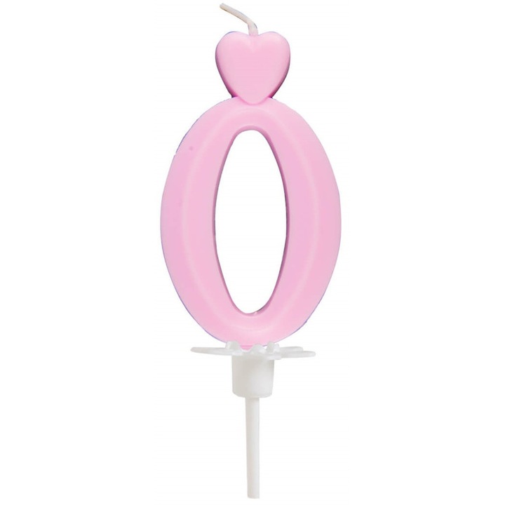 Gyertya 0, Margaréta dekor, roz, 6,5cm