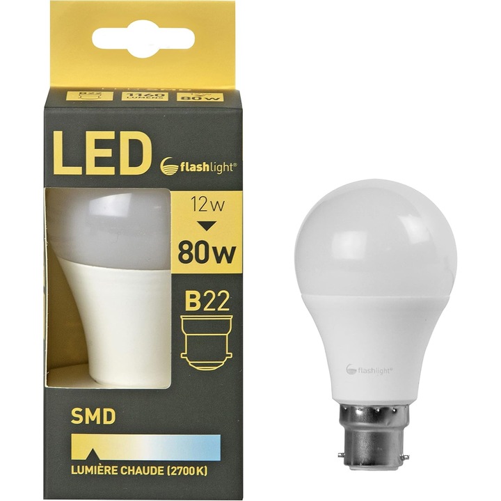 Bec LED, AMPOLE, A60/B22 12W, 80W Echivalent, Alb