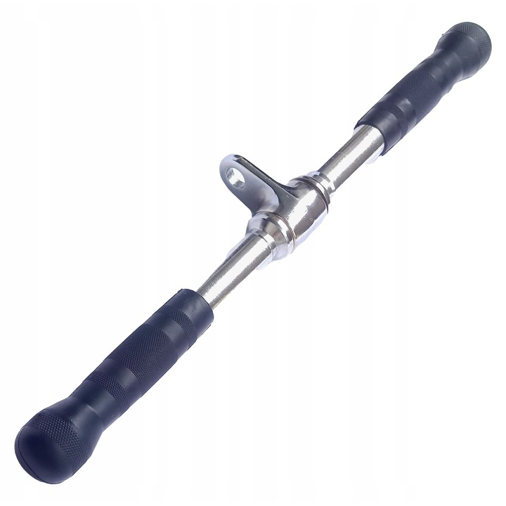 Bara dreapta pentru tractiuni MuscleForge, 50 cm, cu manere antiderapante, otel, argintiu/albastru