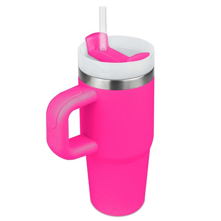 Canita Copii, 14 oz, Otel Inoxidabil 304, Cu Maner si Paie, Izolata Termic