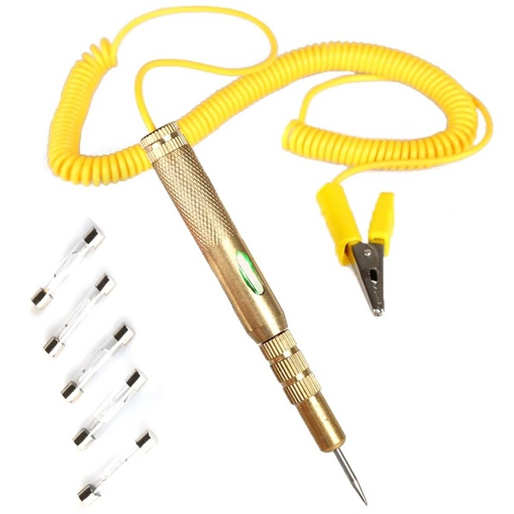 Tester de tensiune pentru circuite electrice auto + 5 LED-uri 6V-24V