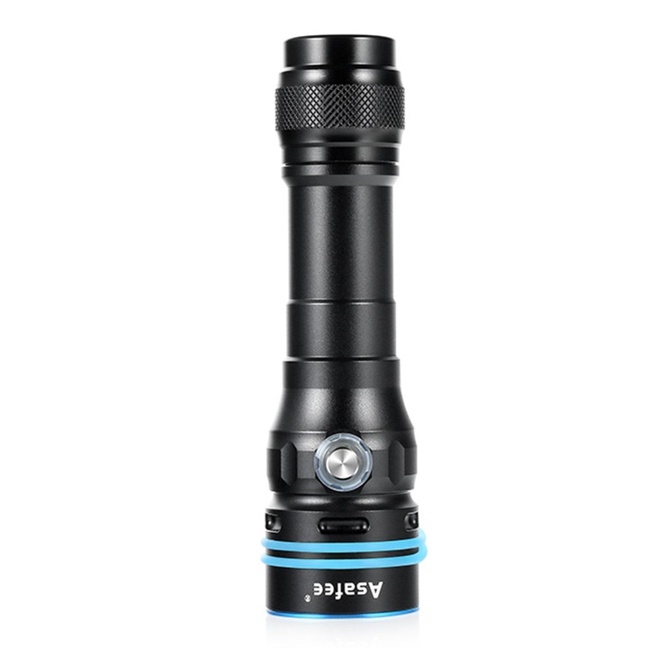 Asafee DT100 búvárlámpa, 2000 lm, SFT40, 12°-os fénysugár, IPX8 100 m, 1×21700, 4 mód