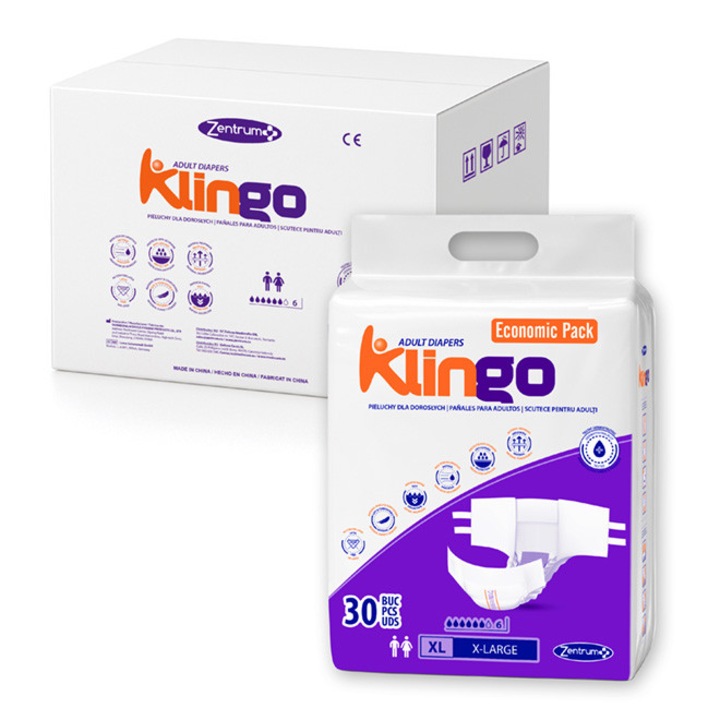 Pachet scutece incontinenta pentru adulti Economic Pack Klingo, 120 buc, marimea XL