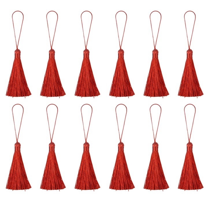 Accesorii pentru carte, Tassels poliester, 12 buc, 16.5cm, Rosu