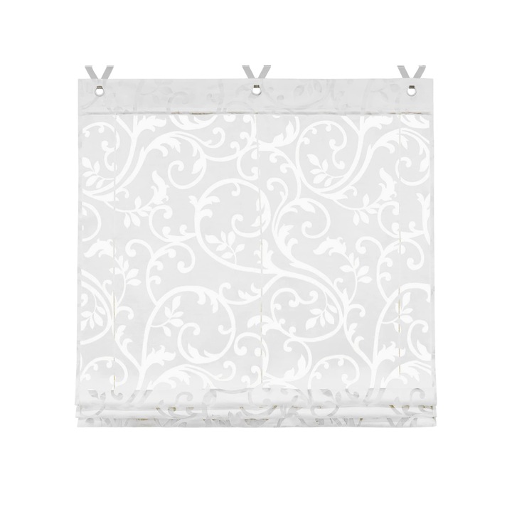 Jaluzea Romană SCHOAL, 120x130 cm, Alb, Tip Burnout, cu Inele