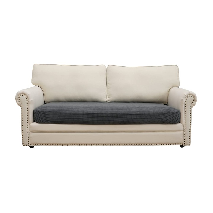 Калъф за диван 2 места, еластична защита, перящ се, сив