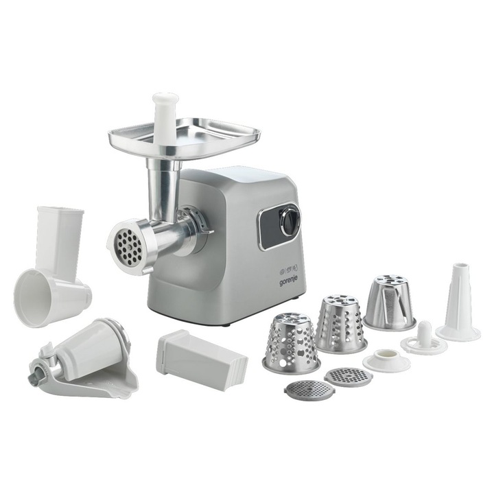 Месомелачка Gorenje, 2500 W, инокс/бял, капацитет на смилане 2.8 кг/мин