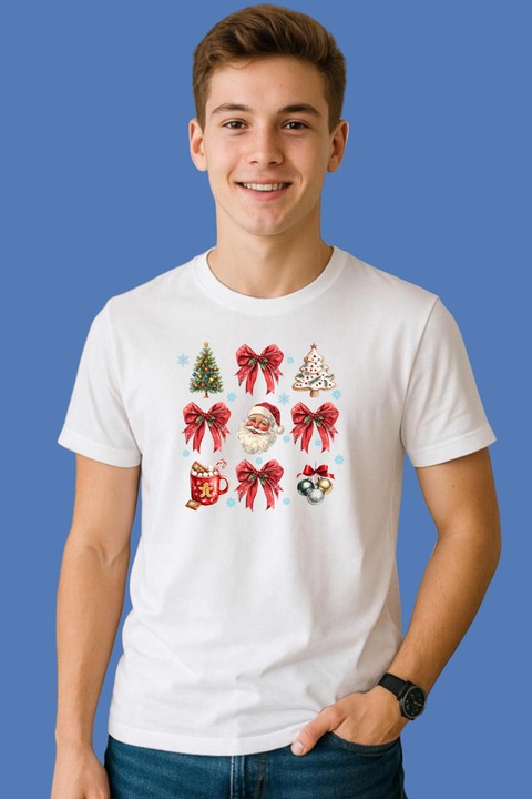 Tricou Barbat Set Panglici Si Ornamente Acadea, Alb