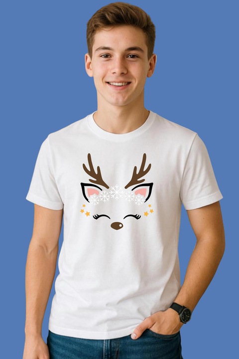 Tricou Barbat Ren Simplu Cu Stelute Aurii, Alb