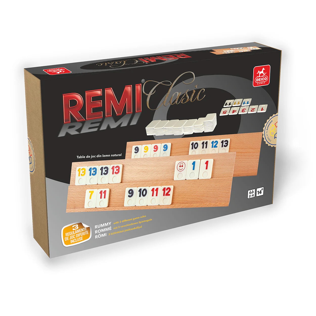 Set Remi Clasic DEICO GAMES - 4 Table din Lemn si Piese de