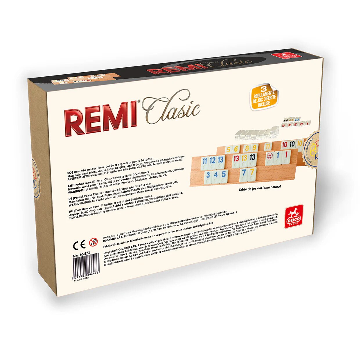 Set Remi Clasic DEICO GAMES - 4 Table din Lemn si Piese de