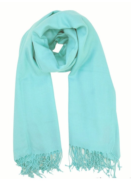 Sal pashmina dama verde deschis-albastru (mint), 90% casmir, 10% matase, 140x80cm
