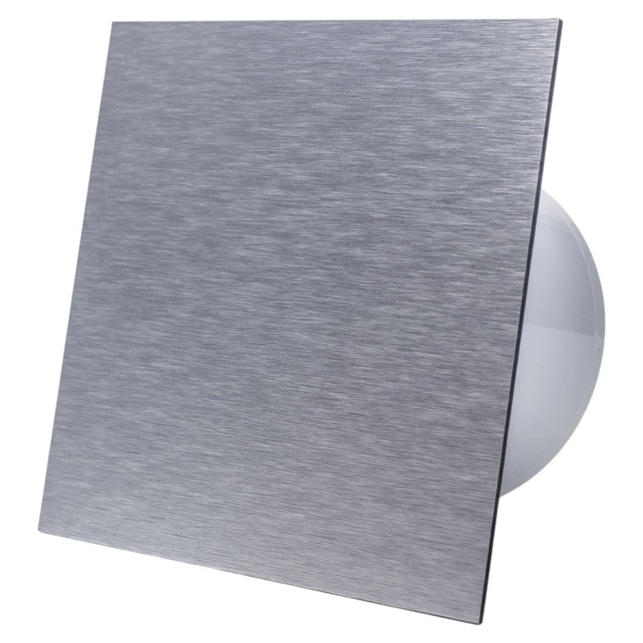 Ventilator de baie Ecovent DECORA, O125, Super Silent, Clapeta antiretur, Argintiu Satinat