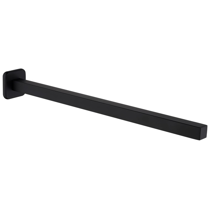 HomeHeng Towel Rail One-Arm Bathroom, Towel Rail Matt Black 40cm, Towel Rail Square Rustproof, SUS304 Stainless Steel Bath Towel Holder Wall, H4401MB