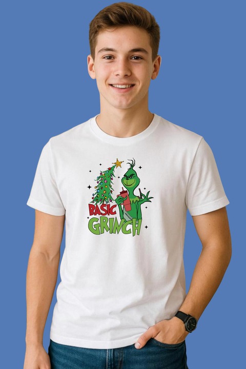Tricou Barbat Basic Grinch Boojee Stanley Christmas Tree Cricut, Alb