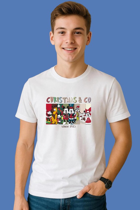 Tricou Barbat Christmas And Co Since 1923 Retro Character Set, Alb