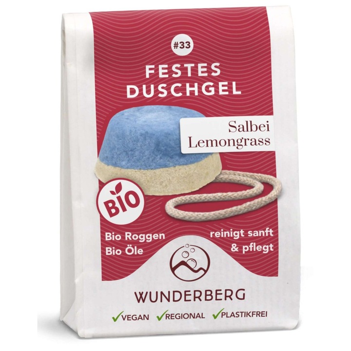 Bio szilárd tusfürdő zsályával és citromfűvel, 80g Wunderberg