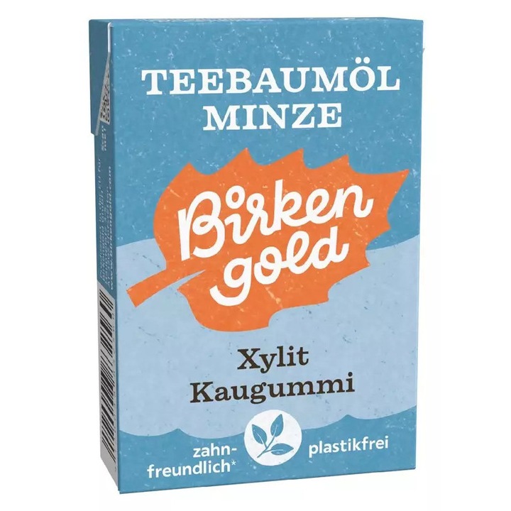 Guma de mestecat cu xylitol, arbore de ceai si menta, 28 g Birkengold
