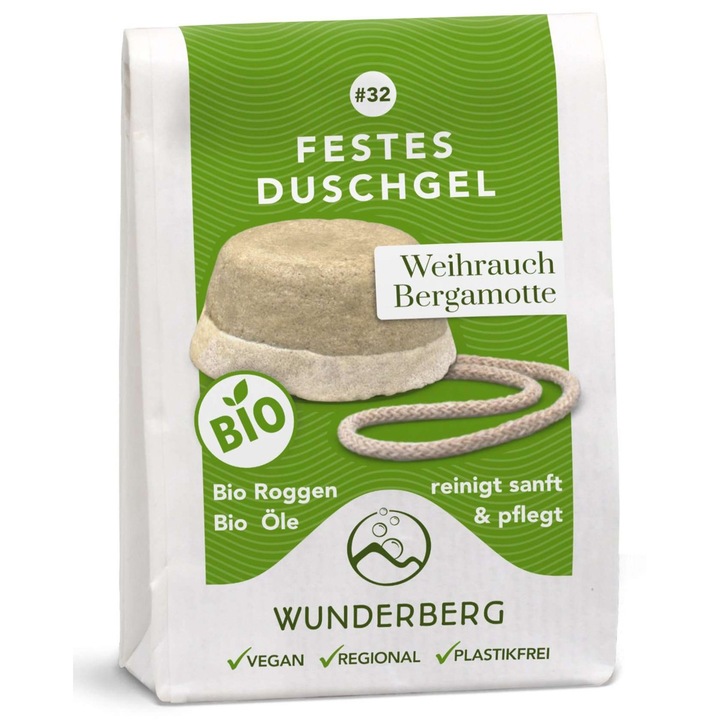 Bio szilárd tusfürdő tömjénnel és bergamottal, 80g Wunderberg