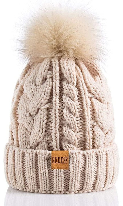 Caciula de iarna tricotata, Redess, fleece, Bej, Marime Universala