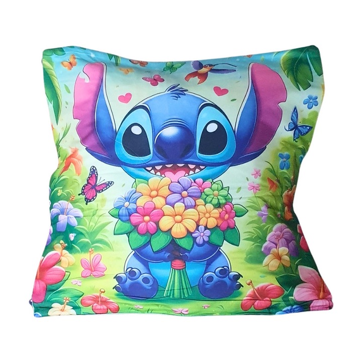 Perna decorativă copii Stitch, 45x45cm, Multicolor