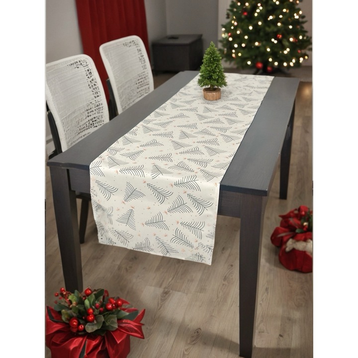 Fata de masă, DENISA-DO, bumbac/poliester, alb, 40x140 cm