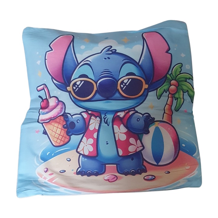 Perna decorativa copii Stitch, 45x45cm, moale, multicolor