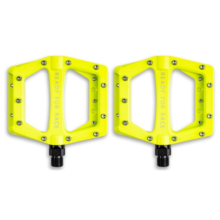 Set 2 pedale platforma RFR, Flat CMPT, aluminiu, 11 pini inlocuibili, galben, 102x110mm